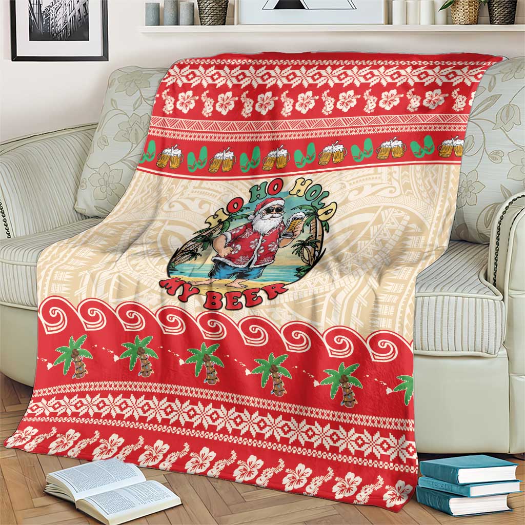 Mele Kalikimaka Hawaii Blanket Funny Beer-Loving Santa Hawaiian Tropical - Polynesian Pride
