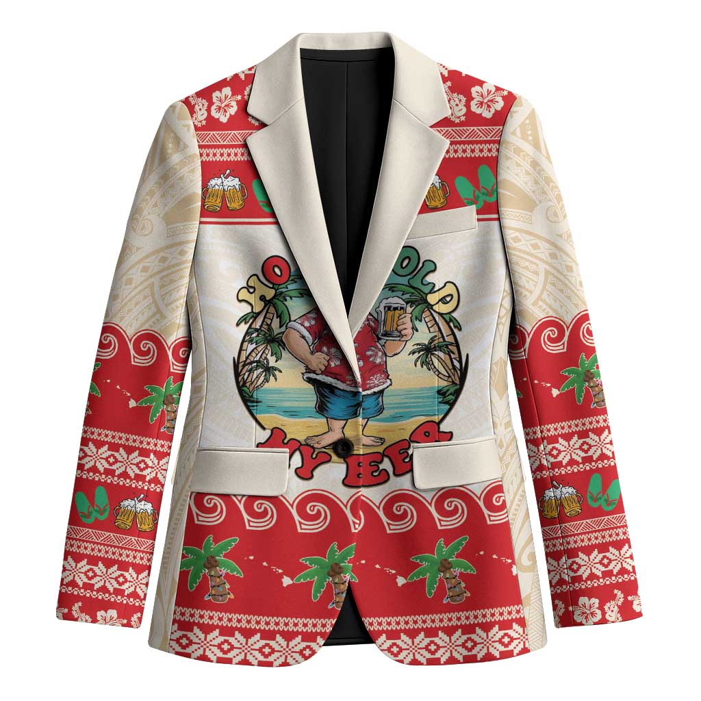 Mele Kalikimaka Hawaii Blazer Funny Beer-Loving Santa Hawaiian Tropical - Polynesian Pride
