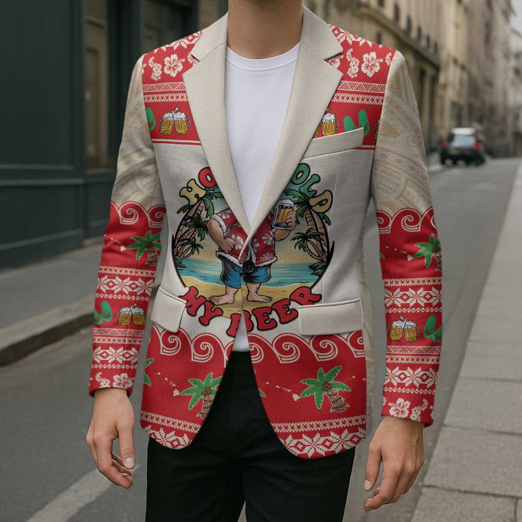 Mele Kalikimaka Hawaii Blazer Funny Beer-Loving Santa Hawaiian Tropical - Polynesian Pride