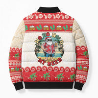 Mele Kalikimaka Hawaii Bomber Puffer Jacket Funny Beer-Loving Santa Hawaiian Tropical - Polynesian Pride