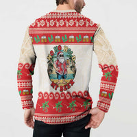 Mele Kalikimaka Hawaii Button Sweatshirt Funny Beer-Loving Santa Hawaiian Tropical - Polynesian Pride