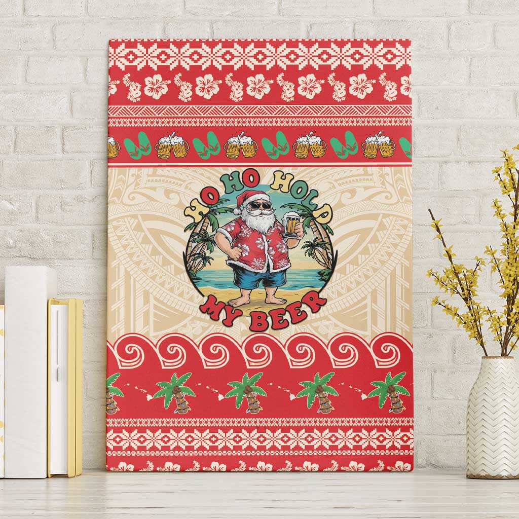 Mele Kalikimaka Hawaii Canvas Wall Art Funny Beer-Loving Santa Hawaiian Tropical - Polynesian Pride