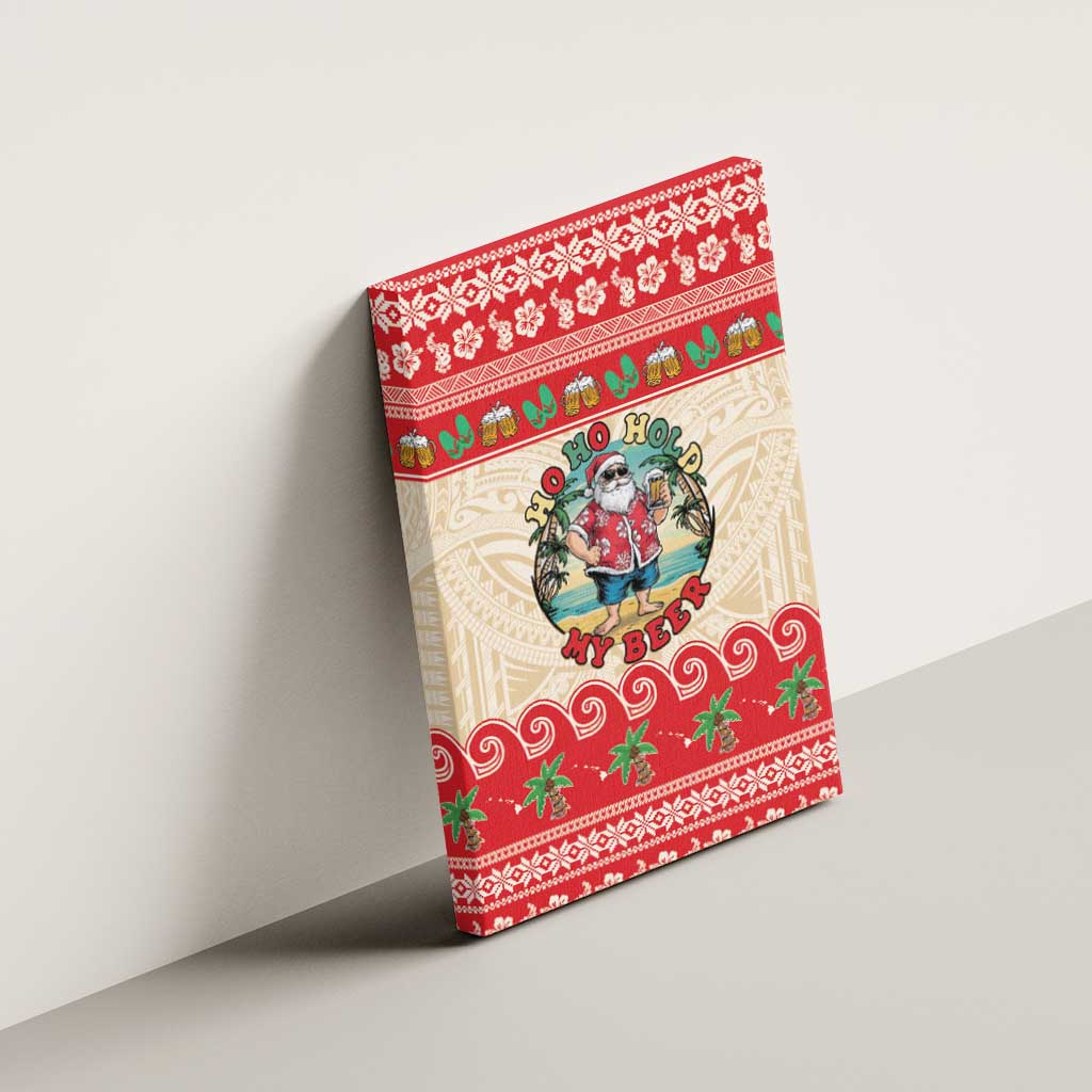 Mele Kalikimaka Hawaii Canvas Wall Art Funny Beer-Loving Santa Hawaiian Tropical - Polynesian Pride