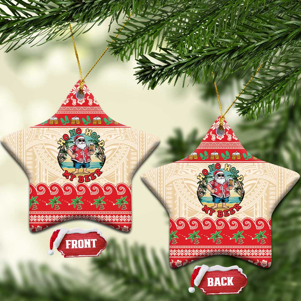 Mele Kalikimaka Hawaii Ceramic Ornament Funny Beer-Loving Santa Hawaiian Tropical - Polynesian Pride