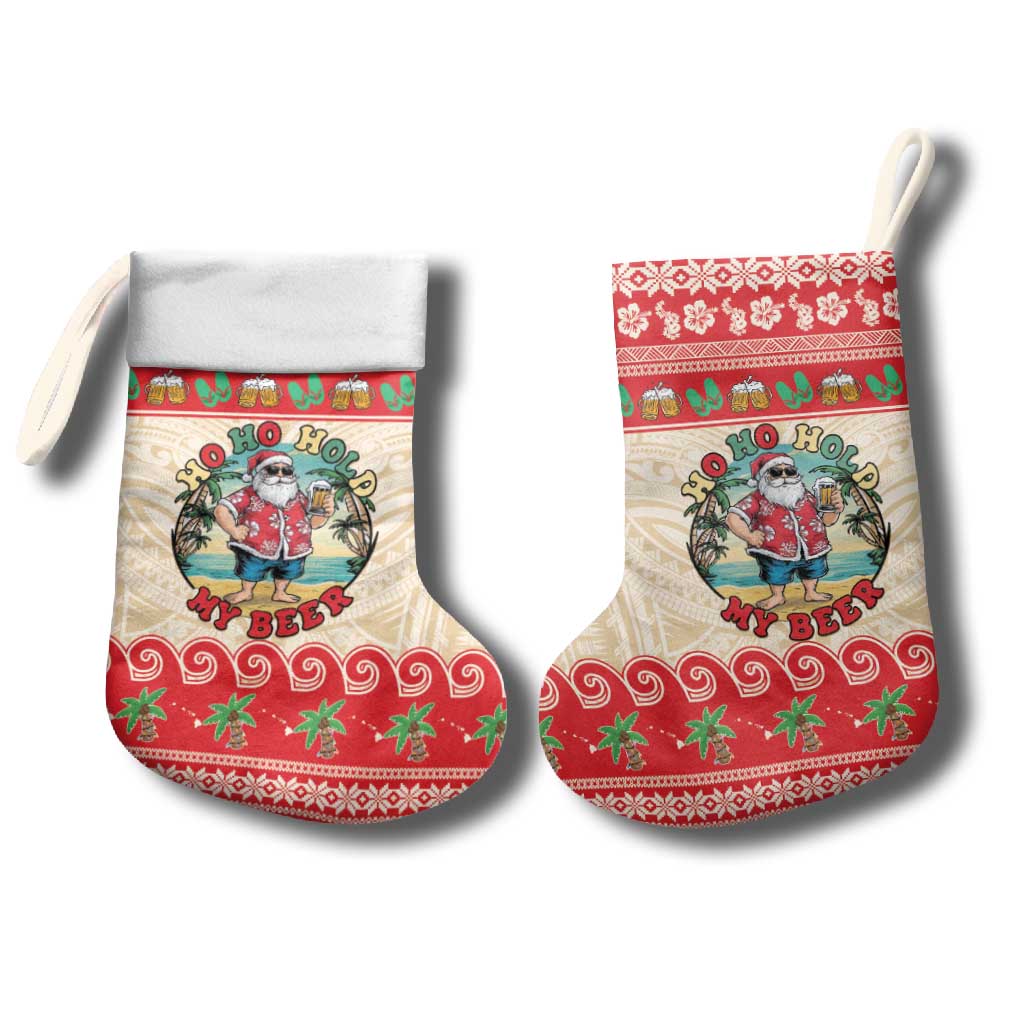 Mele Kalikimaka Hawaii Christmas Stocking Funny Beer-Loving Santa Hawaiian Tropical - Polynesian Pride