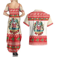 Mele Kalikimaka Hawaii Couples Matching Summer Maxi Dress and Hawaiian Shirt Funny Beer-Loving Santa Hawaiian Tropical - Polynesian Pride