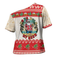 Mele Kalikimaka Hawaii Cross Shoulder Shirt Funny Beer-Loving Santa Hawaiian Tropical - Polynesian Pride