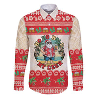 Mele Kalikimaka Hawaii Family Matching Off The Shoulder Long Sleeve Dress and Hawaiian Shirt Funny Beer-Loving Santa Hawaiian Tropical - Polynesian Pride