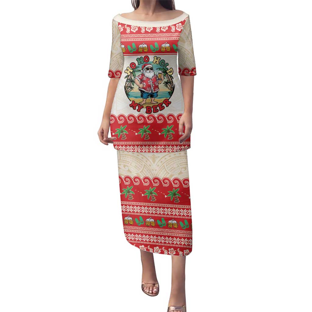 Mele Kalikimaka Hawaii Family Matching Puletasi and Hawaiian Shirt Funny Beer-Loving Santa Hawaiian Tropical - Polynesian Pride