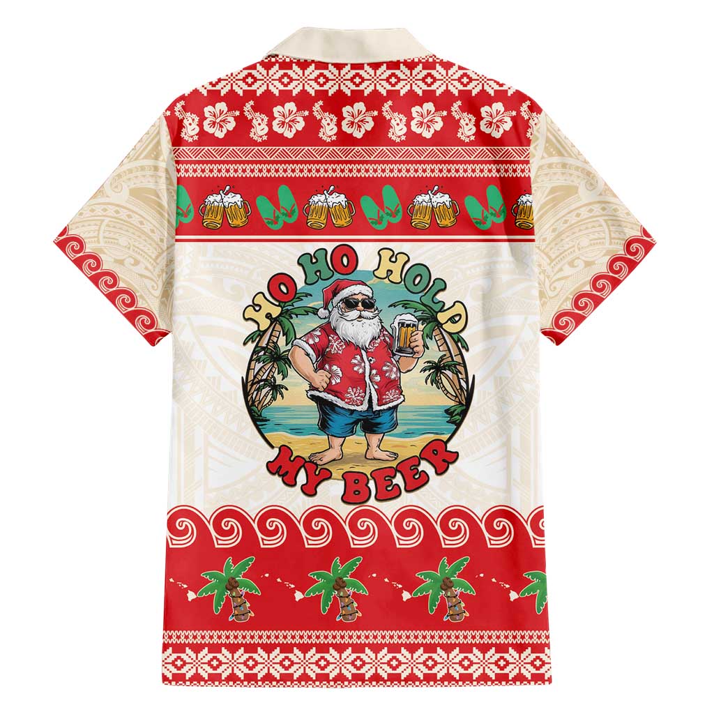Mele Kalikimaka Hawaii Family Matching Short Sleeve Bodycon Dress and Hawaiian Shirt Funny Beer-Loving Santa Hawaiian Tropical - Polynesian Pride