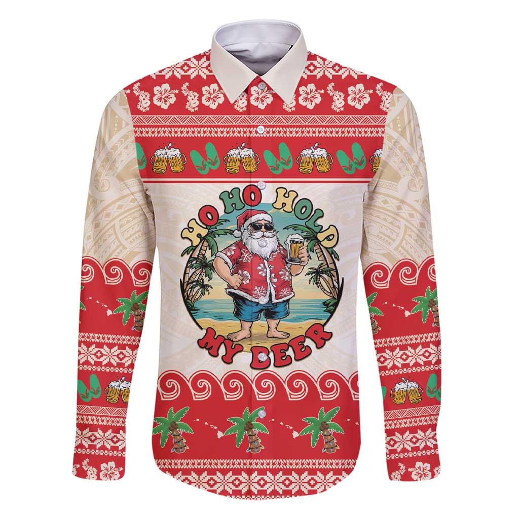 Mele Kalikimaka Hawaii Family Matching Short Sleeve Bodycon Dress and Hawaiian Shirt Funny Beer-Loving Santa Hawaiian Tropical - Polynesian Pride