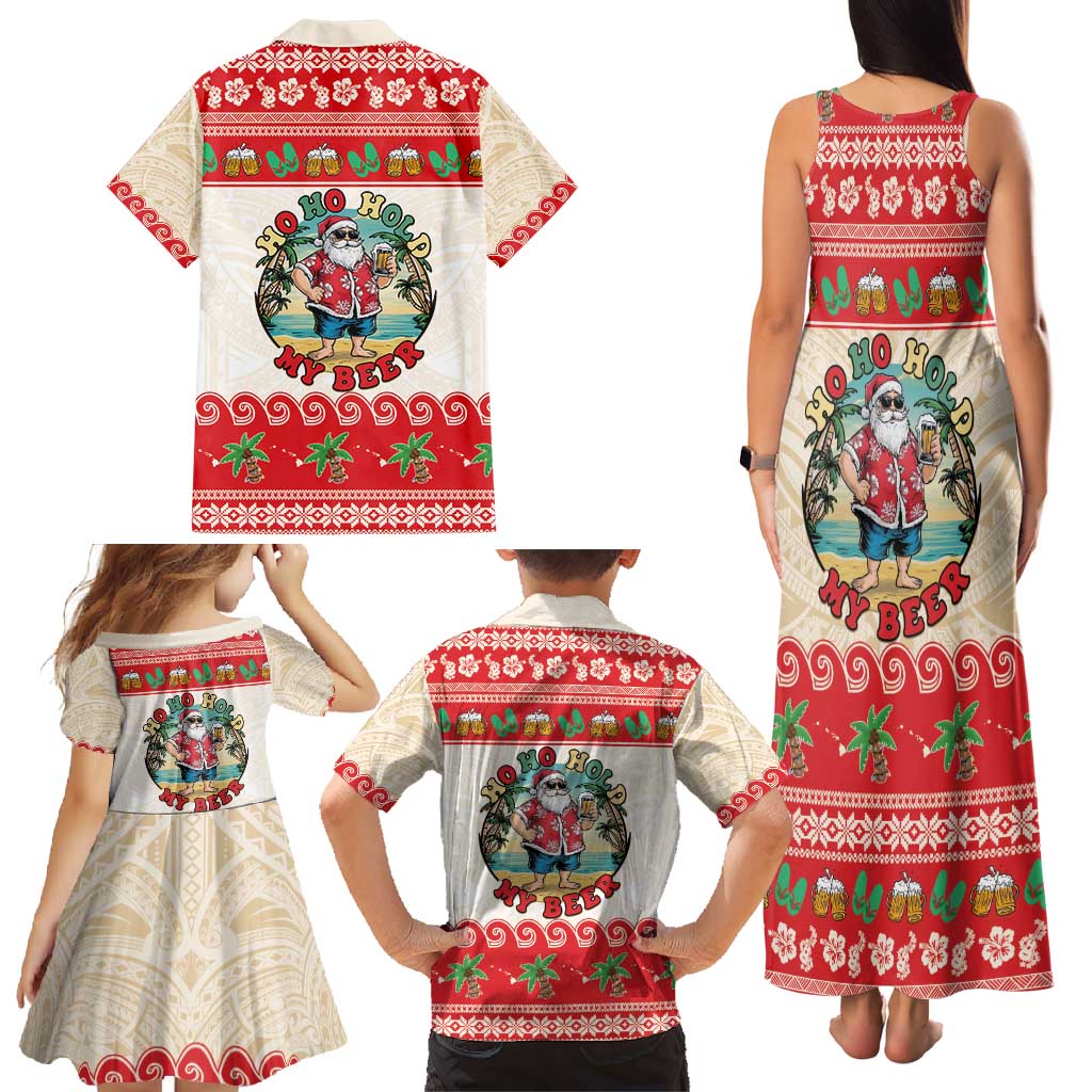 Mele Kalikimaka Hawaii Family Matching Tank Maxi Dress and Hawaiian Shirt Funny Beer-Loving Santa Hawaiian Tropical - Polynesian Pride