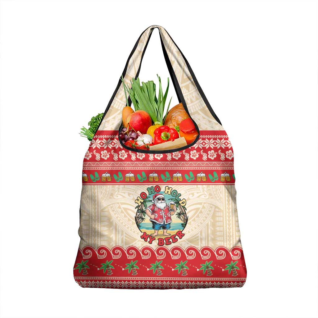 Mele Kalikimaka Hawaii Grocery Bag Funny Beer-Loving Santa Hawaiian Tropical - Polynesian Pride
