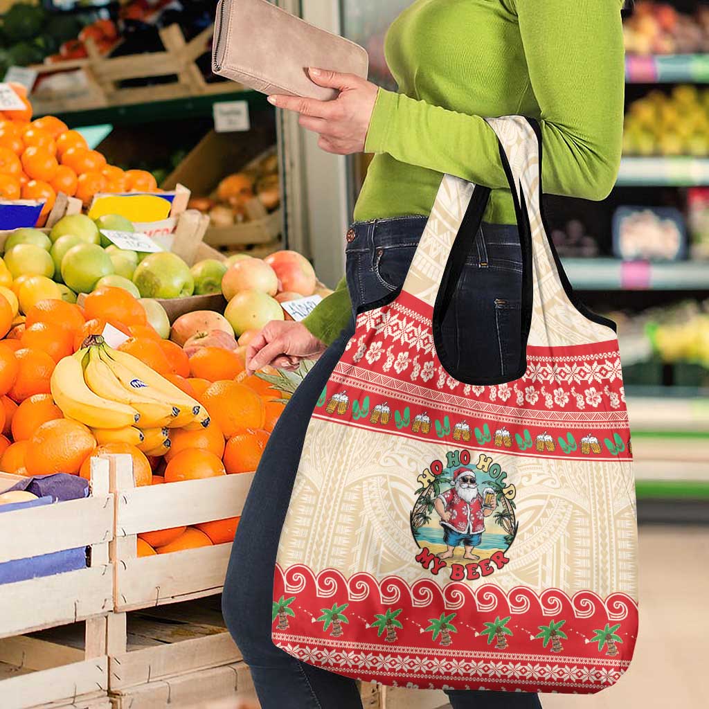 Mele Kalikimaka Hawaii Grocery Bag Funny Beer-Loving Santa Hawaiian Tropical - Polynesian Pride