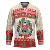 Mele Kalikimaka Hawaii Hockey Jersey Funny Beer-Loving Santa Hawaiian Tropical - Polynesian Pride