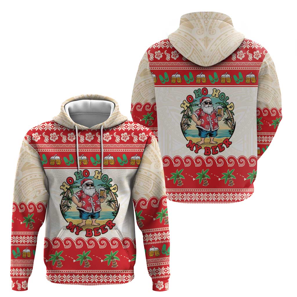 Mele Kalikimaka Hawaii Hoodie Funny Beer-Loving Santa Hawaiian Tropical - Polynesian Pride