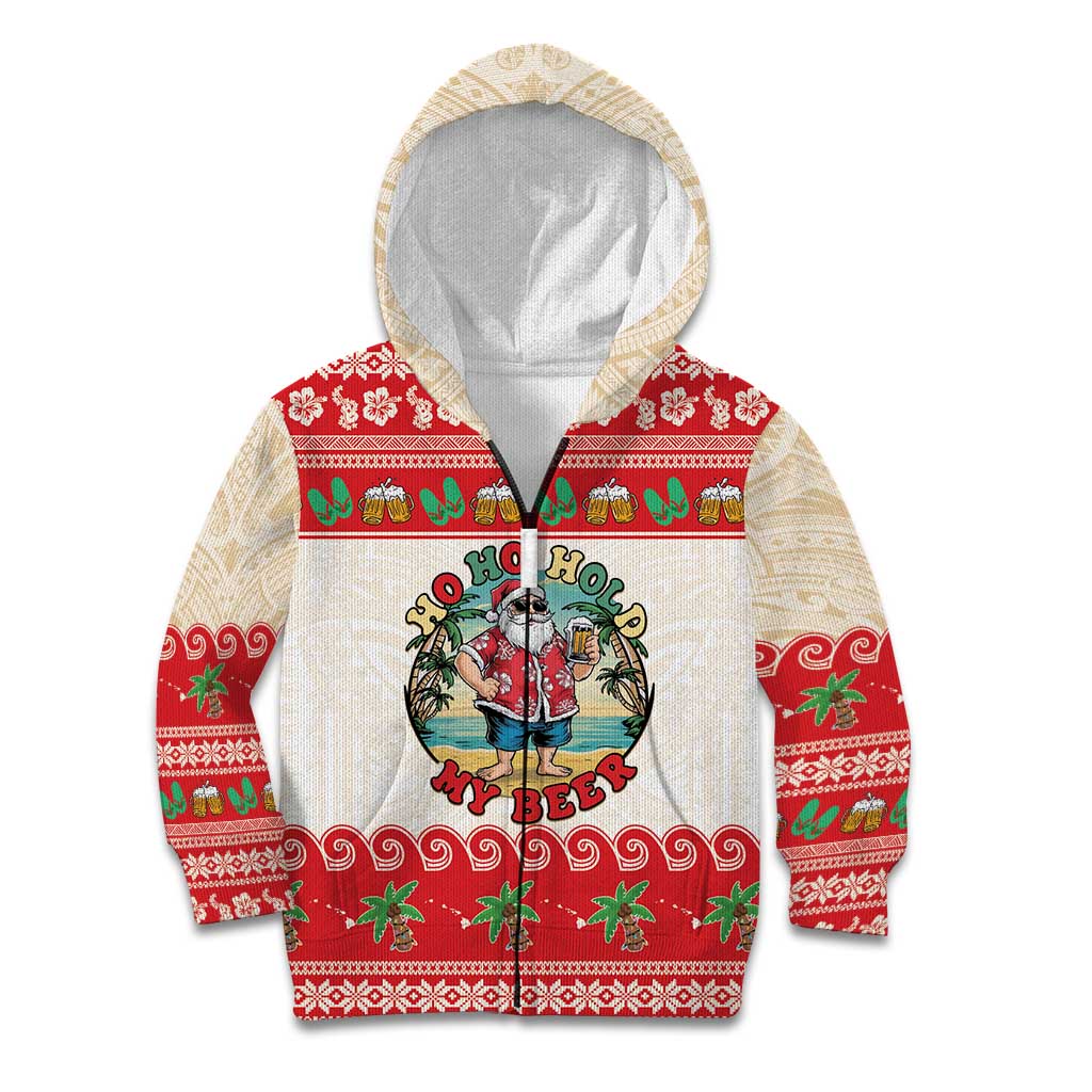 Mele Kalikimaka Hawaii Kid Hoodie Funny Beer-Loving Santa Hawaiian Tropical - Polynesian Pride