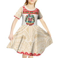 Mele Kalikimaka Hawaii Kid Short Sleeve Dress Funny Beer-Loving Santa Hawaiian Tropical - Polynesian Pride