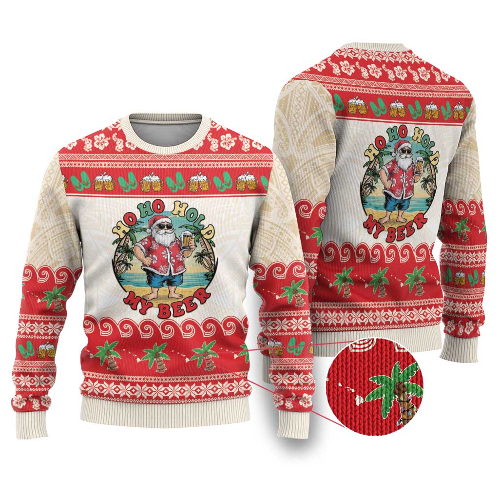 Mele Kalikimaka Hawaii Ugly Christmas Sweater Funny Beer-Loving Santa Hawaiian Tropical - Polynesian Pride