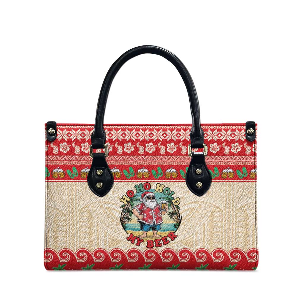 Mele Kalikimaka Hawaii Leather Bag Funny Beer-Loving Santa Hawaiian Tropical - Polynesian Pride