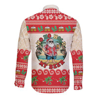 Mele Kalikimaka Hawaii Long Sleeve Button Shirt Funny Beer-Loving Santa Hawaiian Tropical - Polynesian Pride