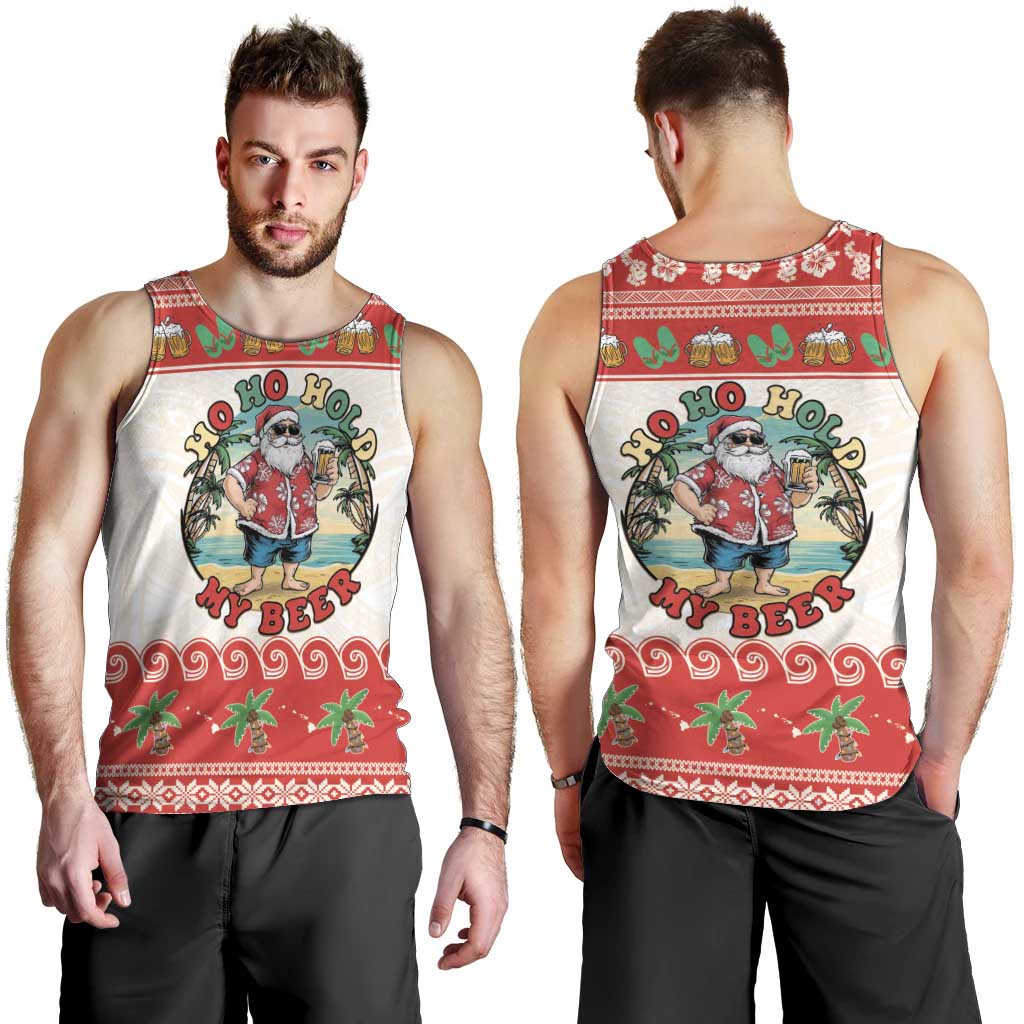 Mele Kalikimaka Hawaii Men Tank Top Funny Beer-Loving Santa Hawaiian Tropical - Polynesian Pride