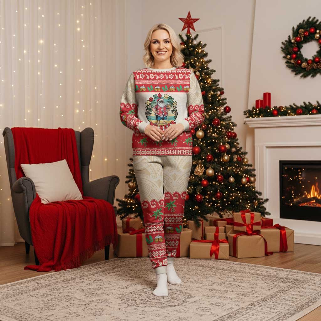 Mele Kalikimaka Hawaii Christmas Pajama Set Funny Beer-Loving Santa Hawaiian Tropical - Polynesian Pride