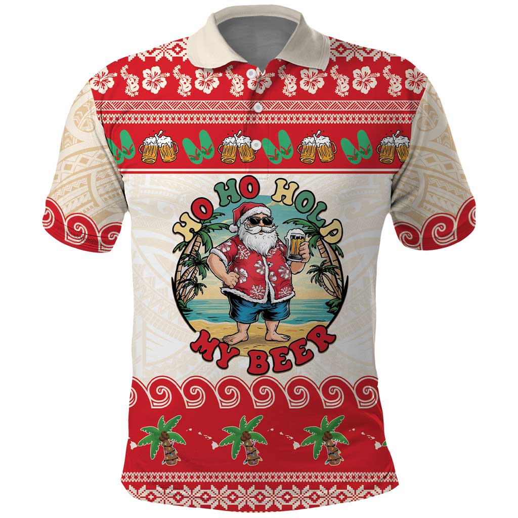 Mele Kalikimaka Hawaii Polo Shirt Funny Beer-Loving Santa Hawaiian Tropical - Polynesian Pride