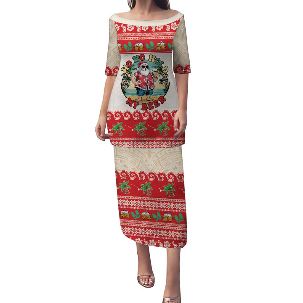 Mele Kalikimaka Hawaii Puletasi Funny Beer-Loving Santa Hawaiian Tropical LT14 Long Dress Red - Polynesian Pride