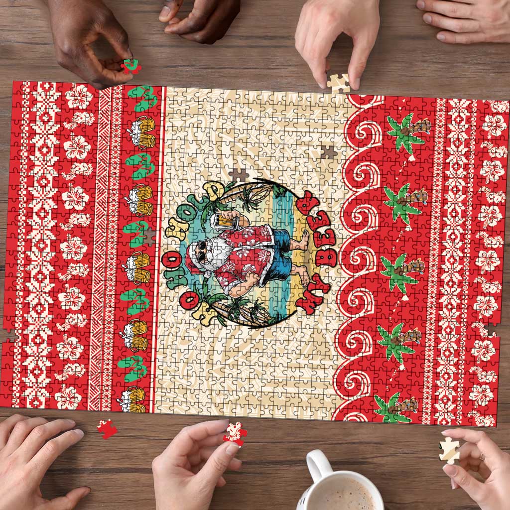 Mele Kalikimaka Hawaii Puzzle Funny Beer-Loving Santa Hawaiian Tropical - Polynesian Pride
