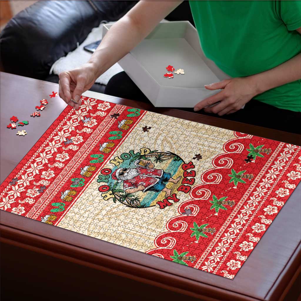 Mele Kalikimaka Hawaii Puzzle Funny Beer-Loving Santa Hawaiian Tropical - Polynesian Pride