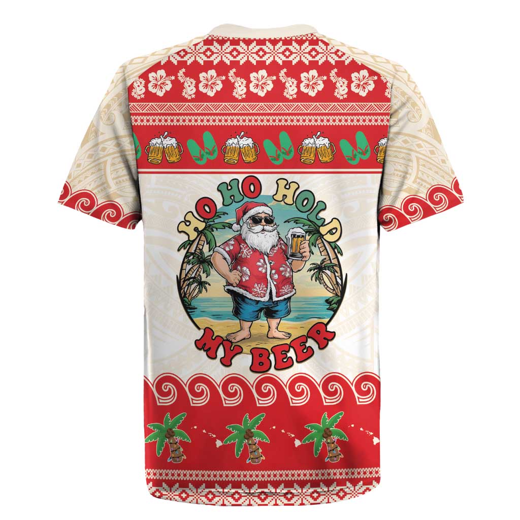 Mele Kalikimaka Hawaii Rugby Jersey Funny Beer-Loving Santa Hawaiian Tropical - Polynesian Pride