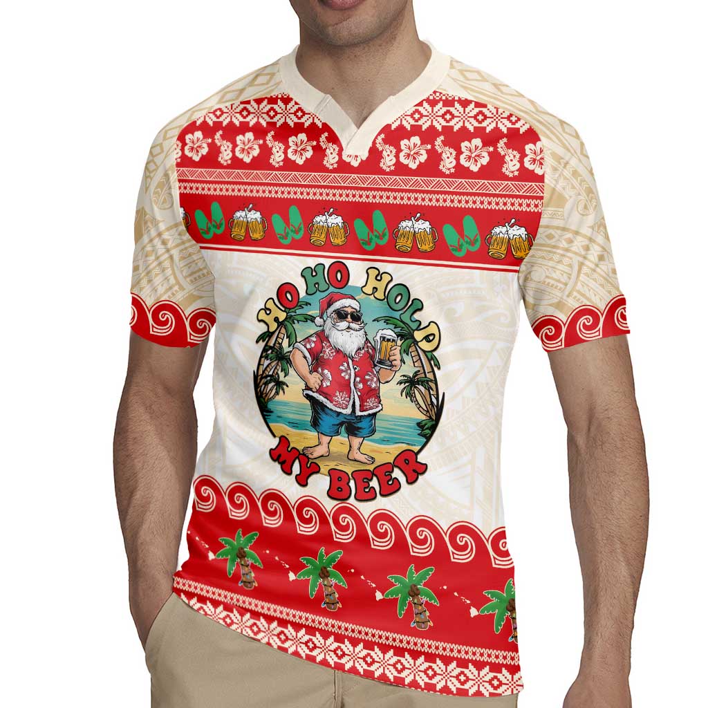 Mele Kalikimaka Hawaii Rugby Jersey Funny Beer-Loving Santa Hawaiian Tropical - Polynesian Pride