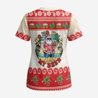 Mele Kalikimaka Hawaii Scrub Top Funny Beer-Loving Santa Hawaiian Tropical - Polynesian Pride