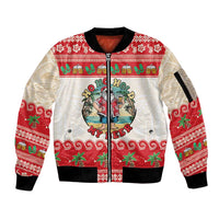 Mele Kalikimaka Hawaii Sleeve Zip Bomber Jacket Funny Beer-Loving Santa Hawaiian Tropical - Polynesian Pride