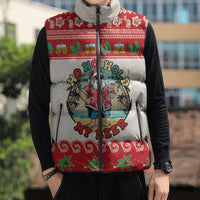 Mele Kalikimaka Hawaii Sleeveless Puffer Jacket Funny Beer-Loving Santa Hawaiian Tropical - Polynesian Pride