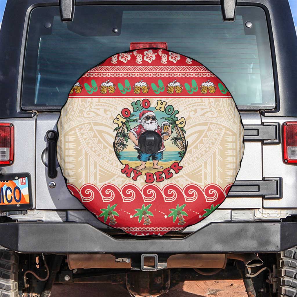 Mele Kalikimaka Hawaii Spare Tire Cover Funny Beer-Loving Santa Hawaiian Tropical - Polynesian Pride