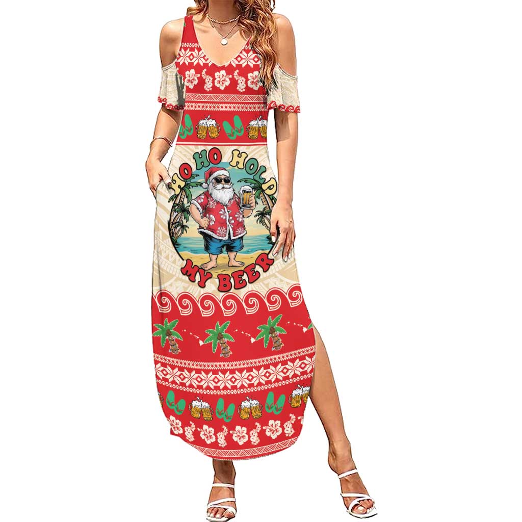 Mele Kalikimaka Hawaii Summer Maxi Dress Funny Beer-Loving Santa Hawaiian Tropical - Polynesian Pride
