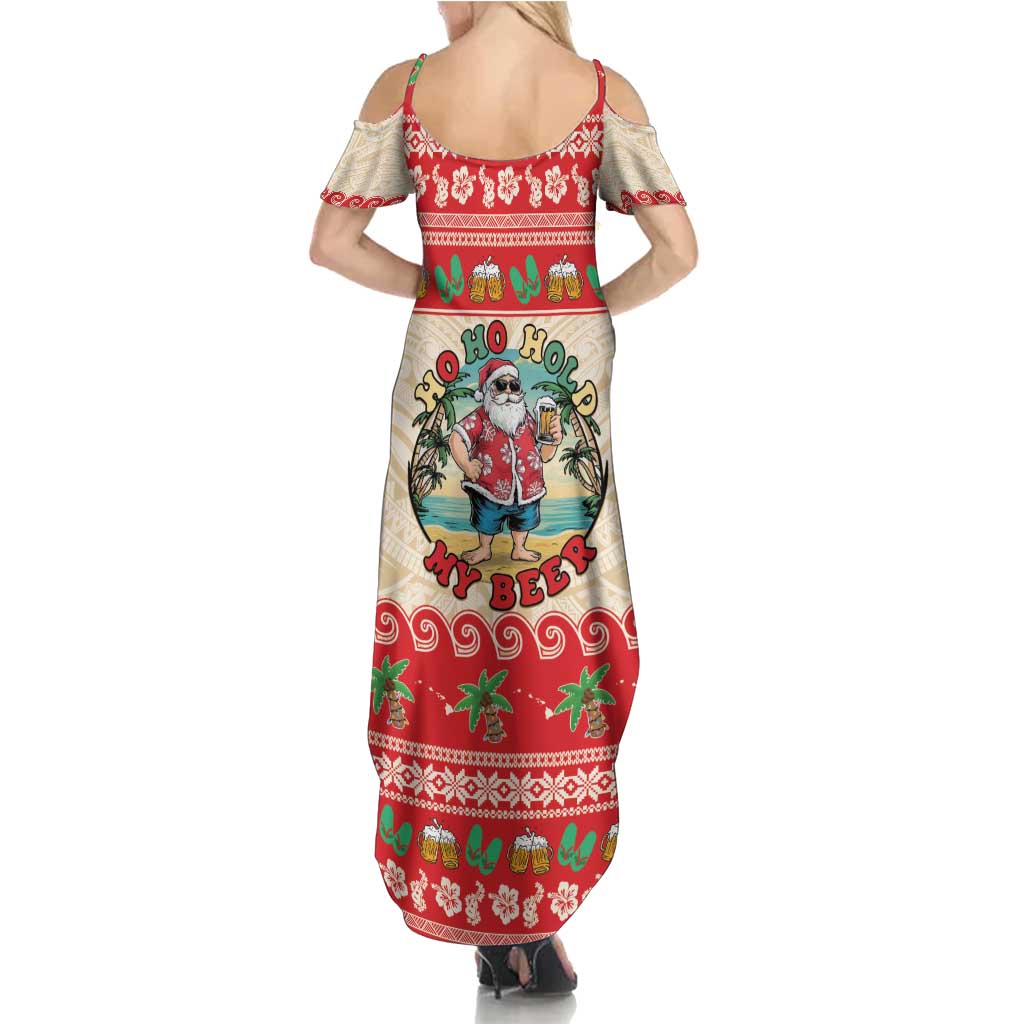 Mele Kalikimaka Hawaii Summer Maxi Dress Funny Beer-Loving Santa Hawaiian Tropical - Polynesian Pride
