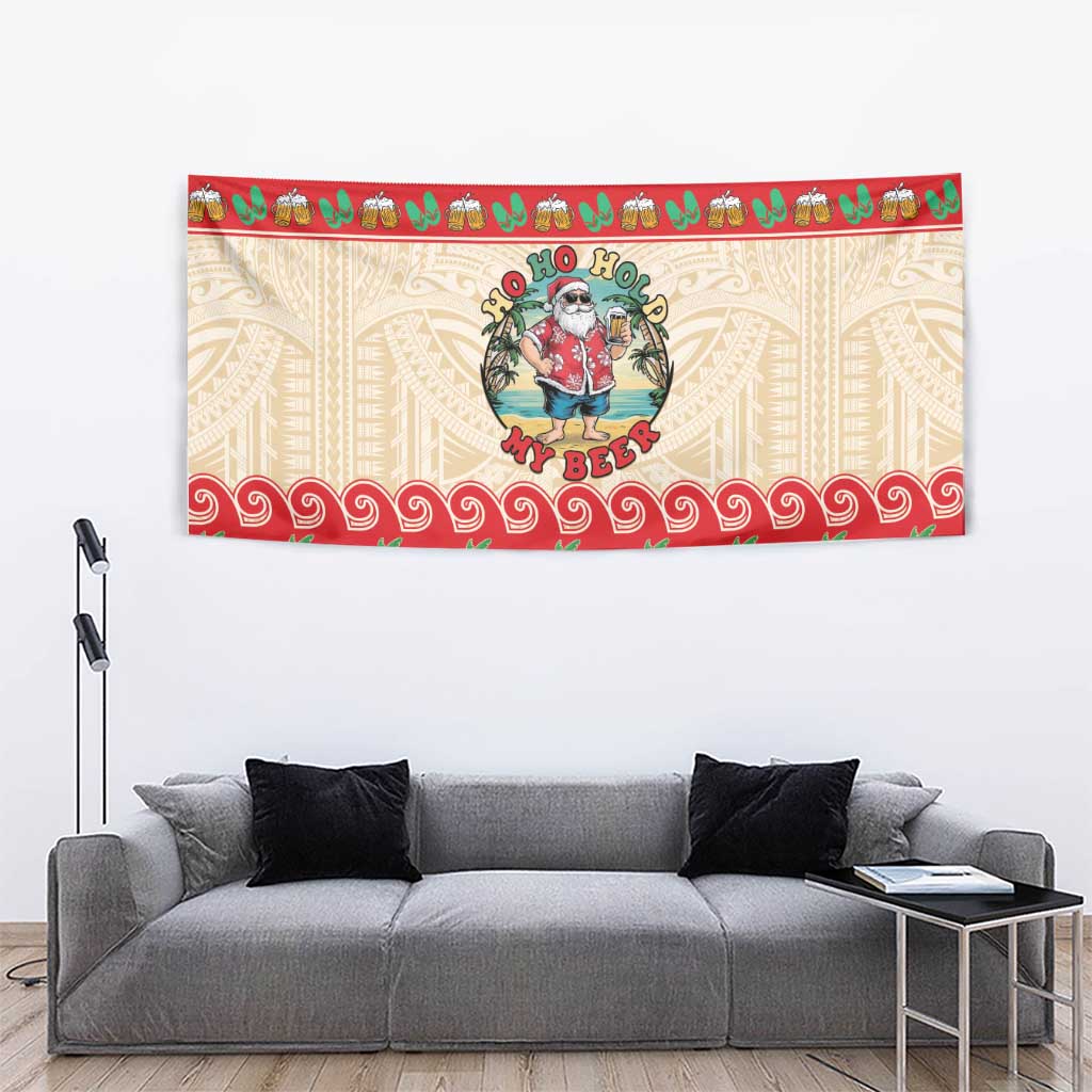 Mele Kalikimaka Hawaii Tapestry Funny Beer-Loving Santa Hawaiian Tropical - Polynesian Pride