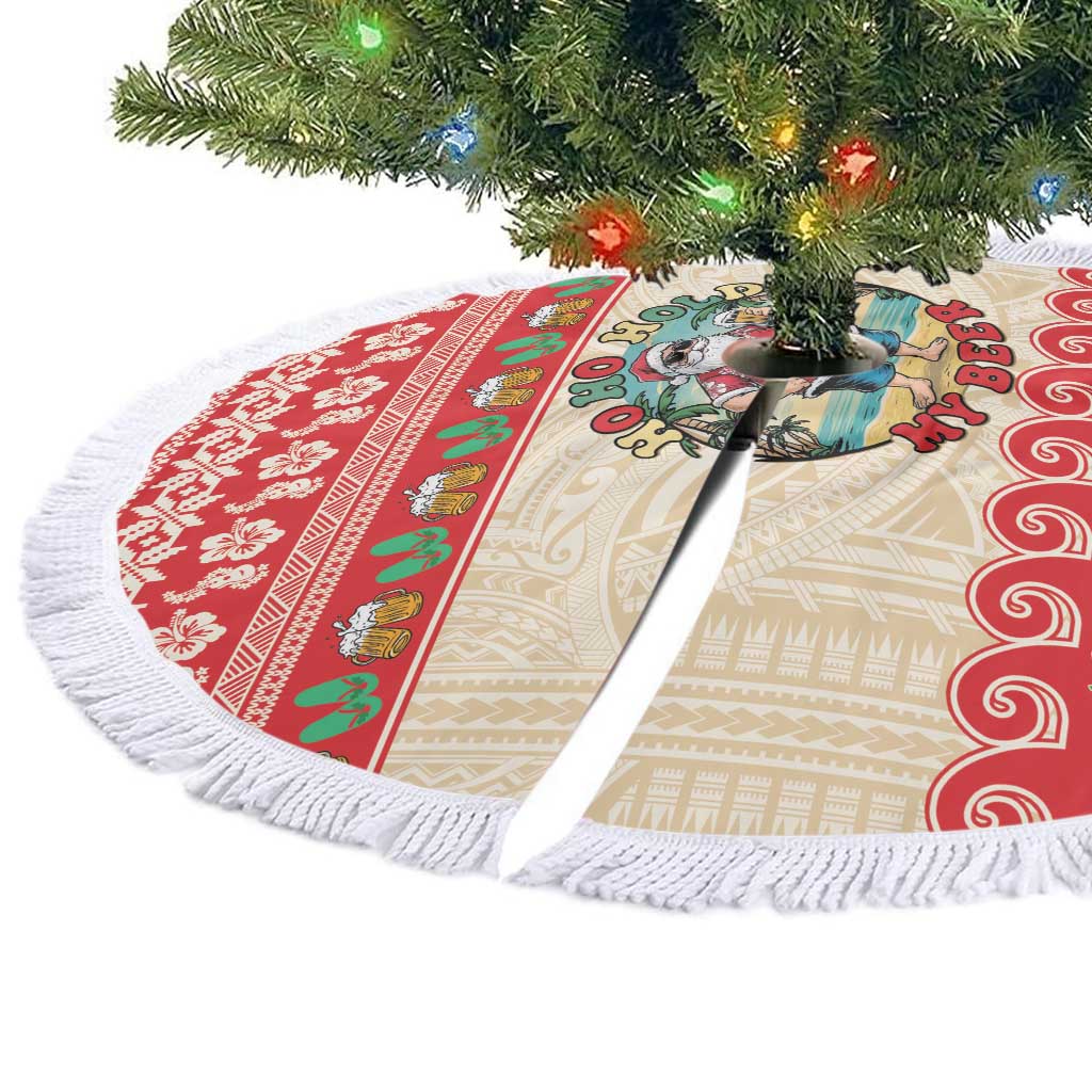 Mele Kalikimaka Hawaii Tree Skirt Funny Beer-Loving Santa Hawaiian Tropical - Polynesian Pride
