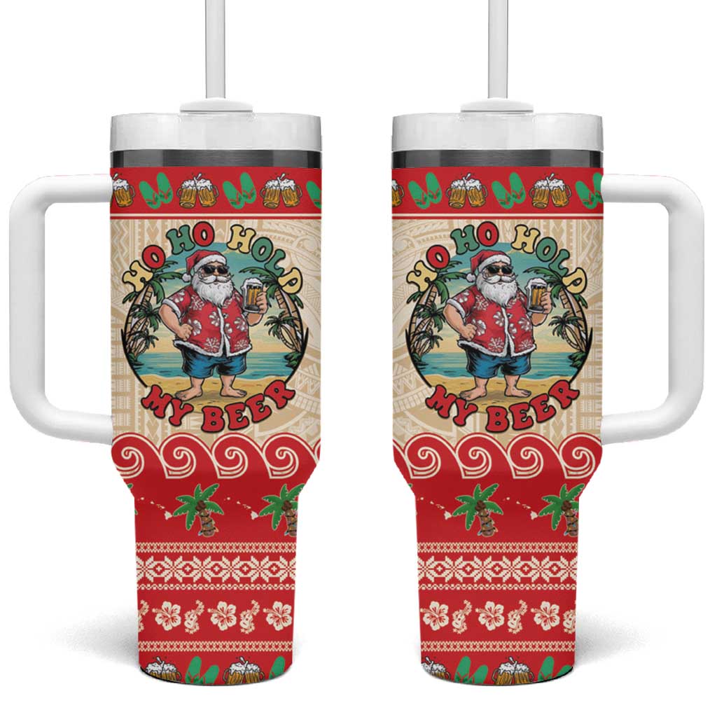 Mele Kalikimaka Hawaii Tumbler With Handle Funny Beer-Loving Santa Hawaiian Tropical - Polynesian Pride