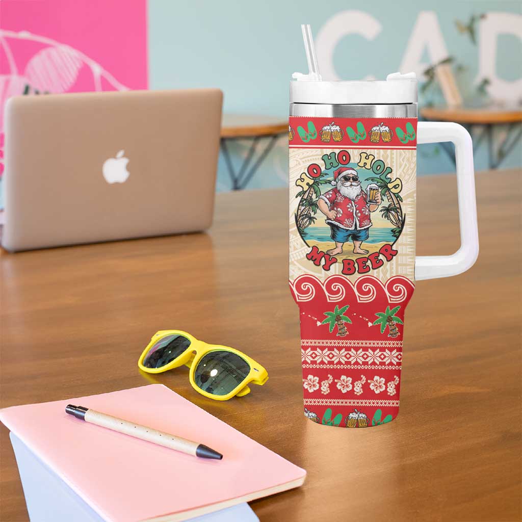 Mele Kalikimaka Hawaii Tumbler With Handle Funny Beer-Loving Santa Hawaiian Tropical - Polynesian Pride