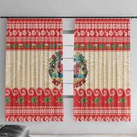 Mele Kalikimaka Hawaii Window Curtain Funny Beer-Loving Santa Hawaiian Tropical - Polynesian Pride