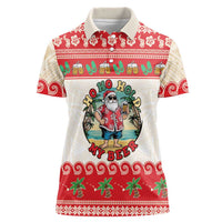 Mele Kalikimaka Hawaii Women Polo Shirt Funny Beer-Loving Santa Hawaiian Tropical - Polynesian Pride