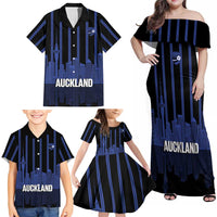 New Zealand Auckland Football Custom Family Matching Off Shoulder Maxi Dress and Hawaiian Shirt Go City of Sails Est 2025