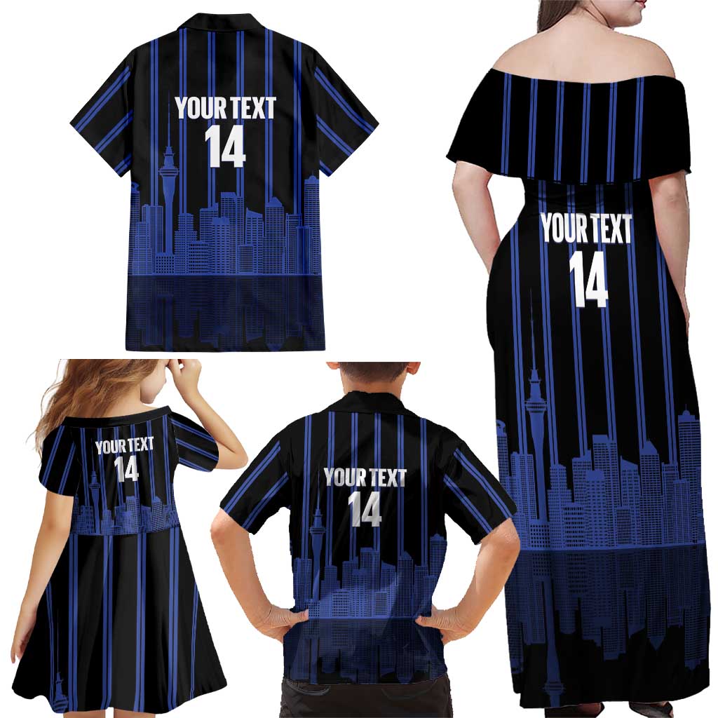 New Zealand Auckland Football Custom Family Matching Off Shoulder Maxi Dress and Hawaiian Shirt Go City of Sails Est 2025