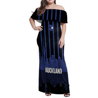 New Zealand Auckland Football Custom Family Matching Off Shoulder Maxi Dress and Hawaiian Shirt Go City of Sails Est 2025