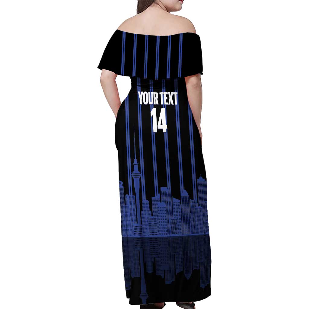New Zealand Auckland Football Custom Family Matching Off Shoulder Maxi Dress and Hawaiian Shirt Go City of Sails Est 2025