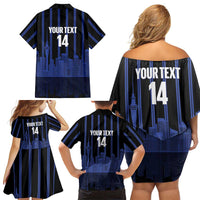 New Zealand Auckland Football Custom Family Matching Off Shoulder Short Dress and Hawaiian Shirt Go City of Sails Est 2025
